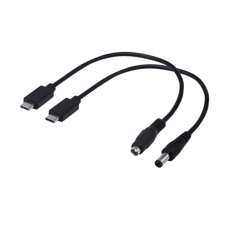 SinLoon USB 3.1Type-C Male to DC5.5 X 2.5mm Male Female Power Plug Extension Charge Cable for Tablet (USB-C to DC M F 1Pair) - Image 1